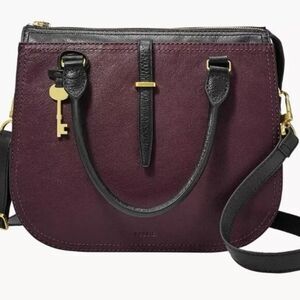 Fossil Burgundy and Black Crossbody Satchel